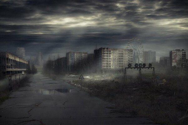 Der Weg nach Pripyat nach dem Regen