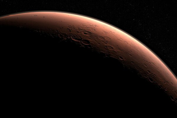 Cratères sur mars et étoiles sur fond