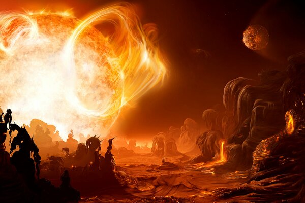 A fantastic drawing of life on another planet