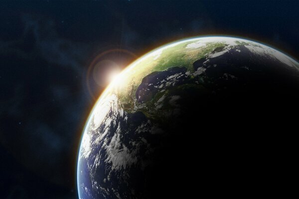 Sunrise over the planet earth