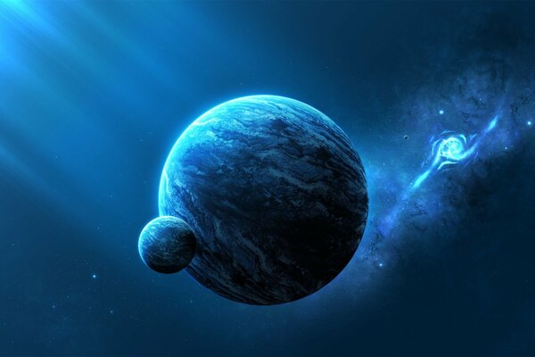 Nebulosa cósmica en azul-azul