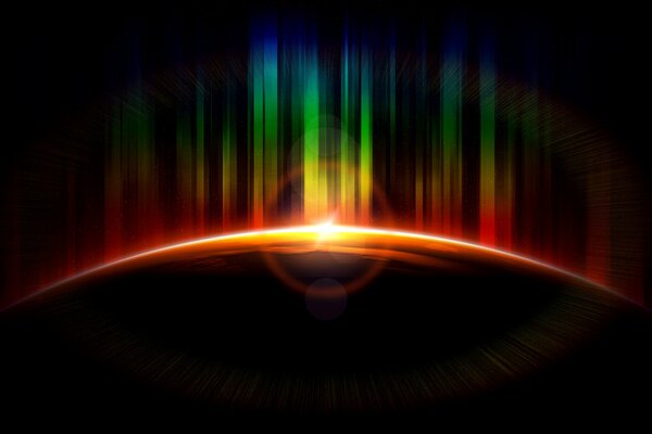 Une lueur multicolore dans l espace. Planète terre