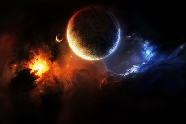 Burning nebula pulls into the epicenter of the planet