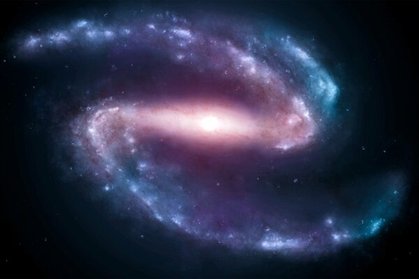 Hermosa galaxia púrpura verde