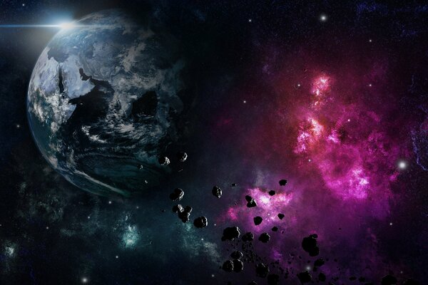 Destrucción del planeta en el espacio exterior