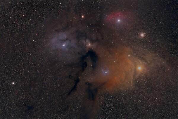 A constellation in the fog against the background of stars in space