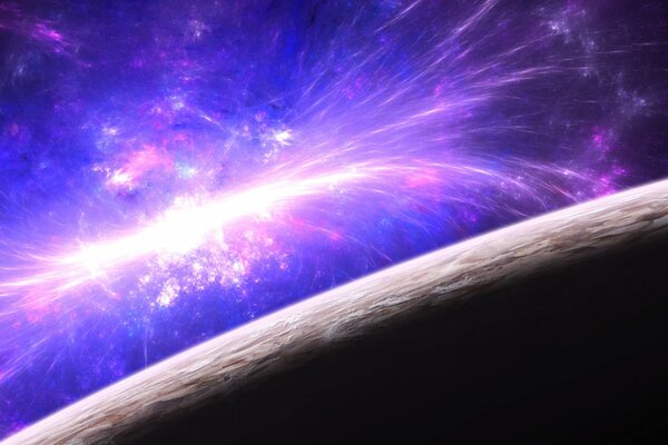 Bagliore nella nebulosa nell atmosfera vicino alla superficie del pianeta
