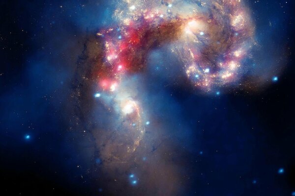 Constelación y nebulosa iridiscentes de diferentes colores