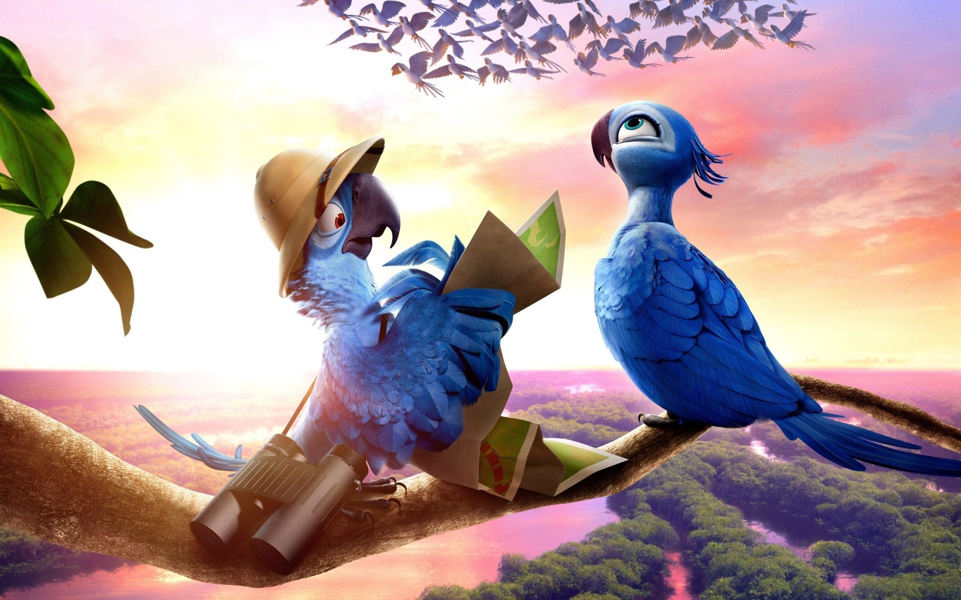 animación rio 2 dibujos animados panorama binoculares loro gráficos aves