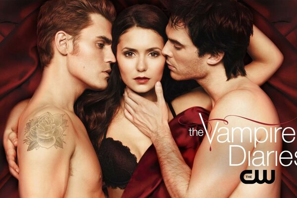 The vampire Diaries. Stefan, Elena and Damon