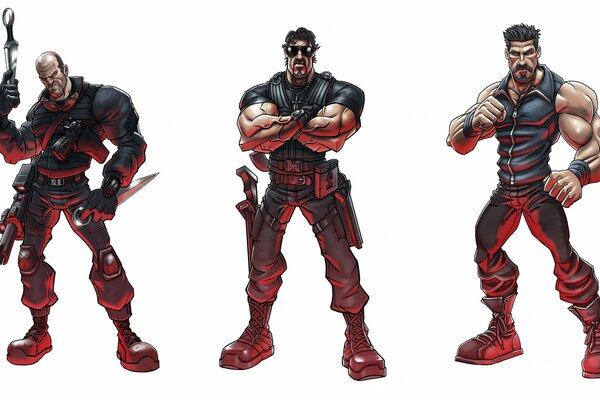 Personajes de dibujos animados de the Expendables 2