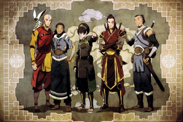 Les personnages principaux de la série animée Avatar