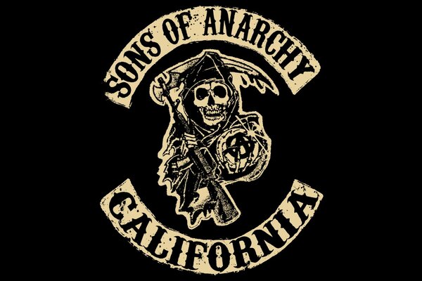 The emblem with the skull of the Sons of Anarchy