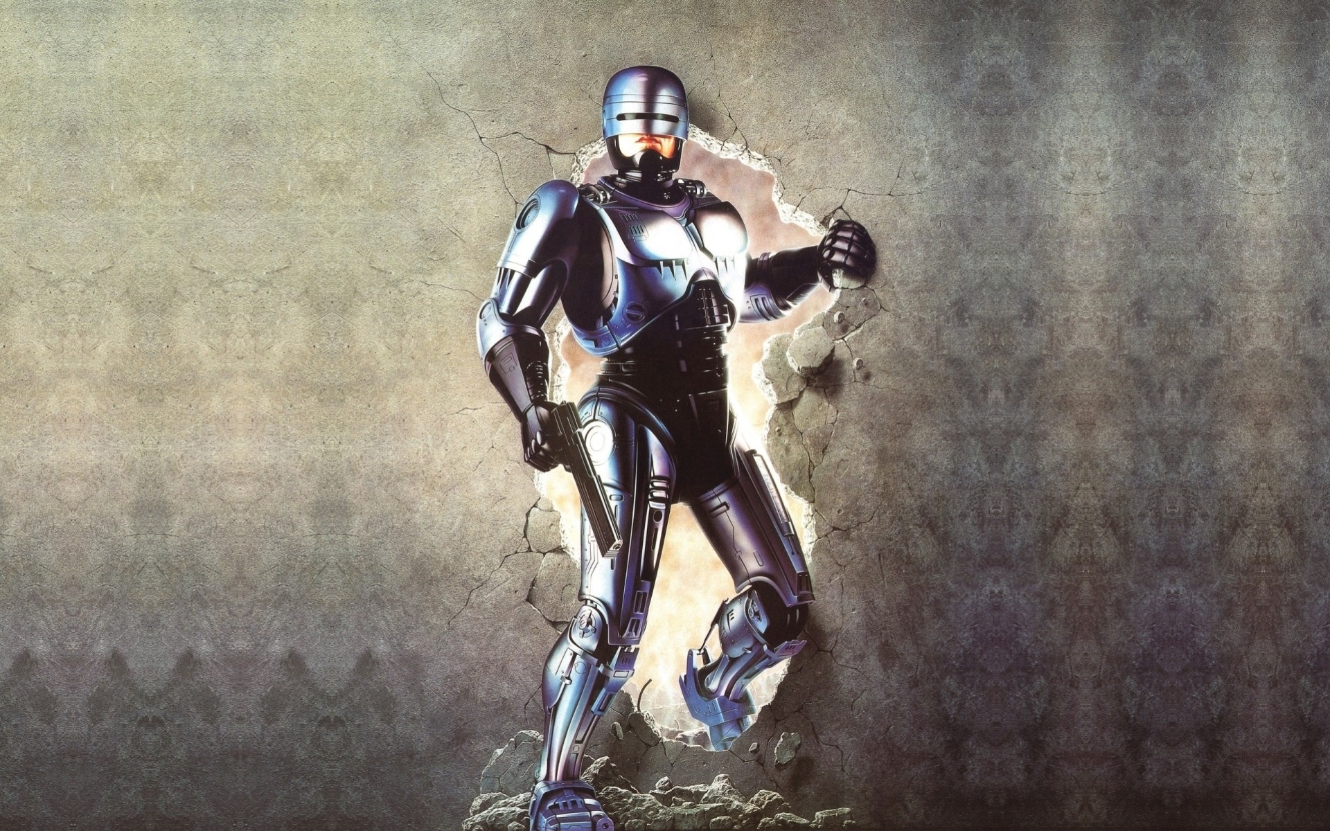 background police robot robocop wall cyborg