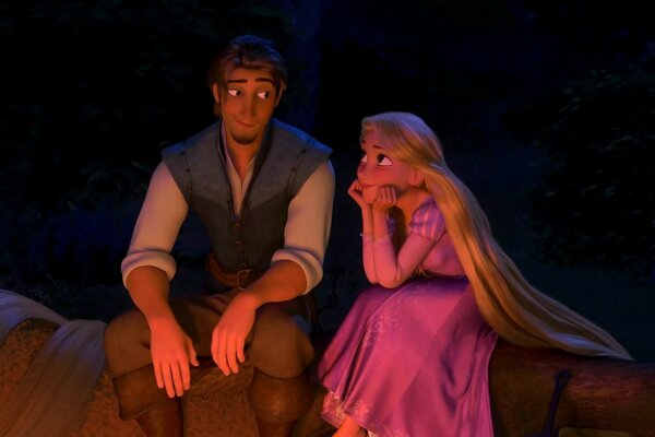 Rapunzel looks at Flynn Rider