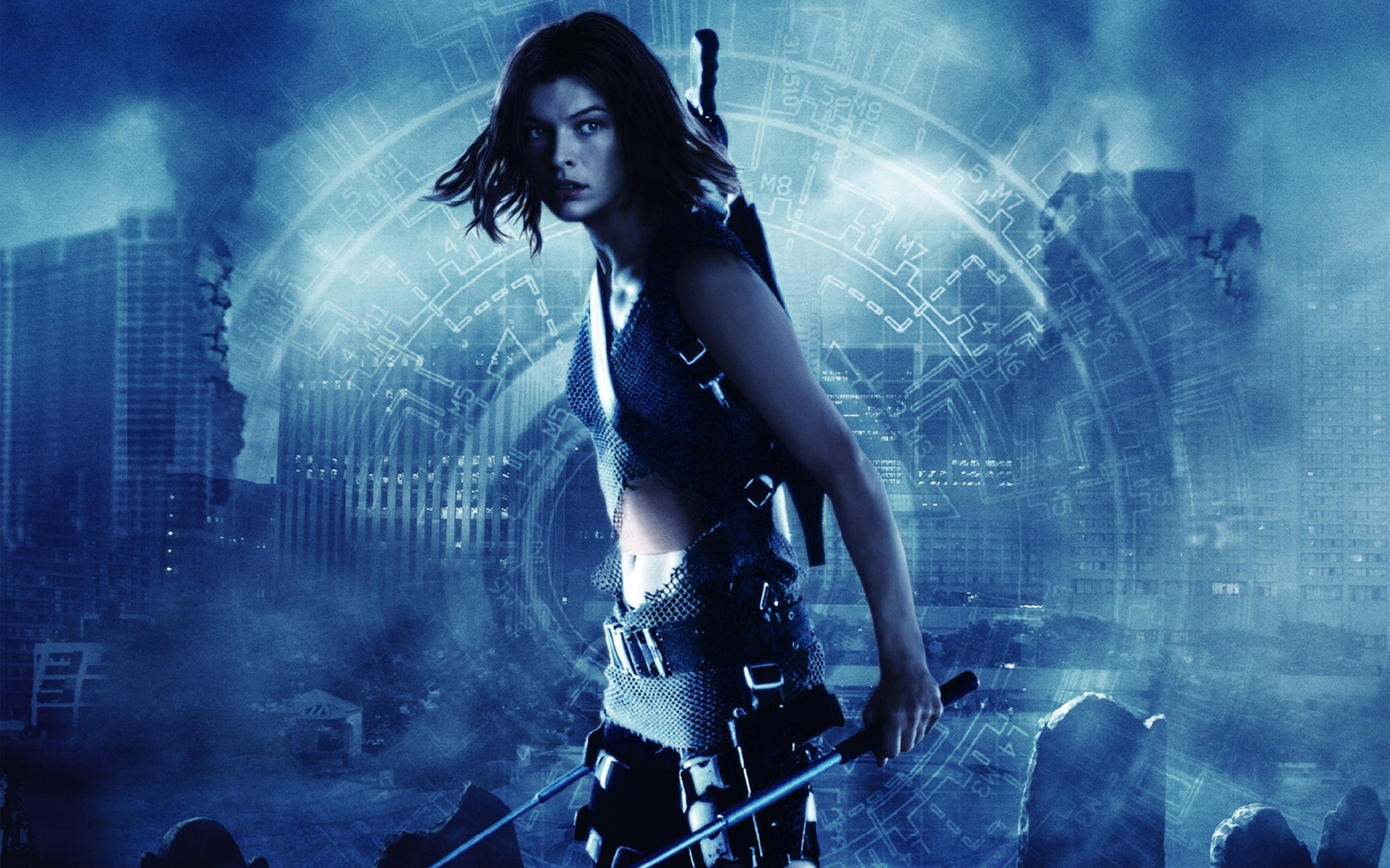 milla jovovich resident evil blue tone destruction house