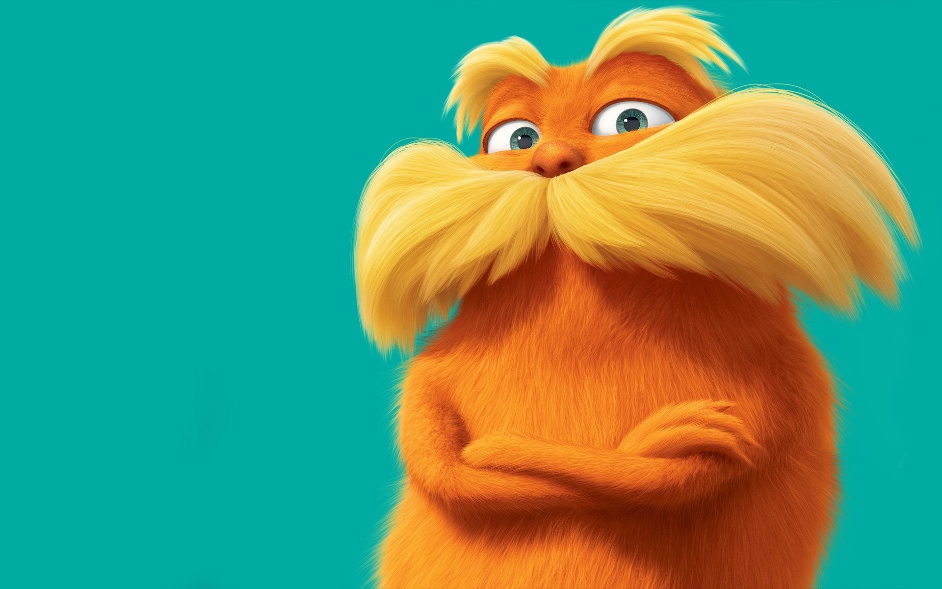 lorax orange blauer hintergrund schnurrbart