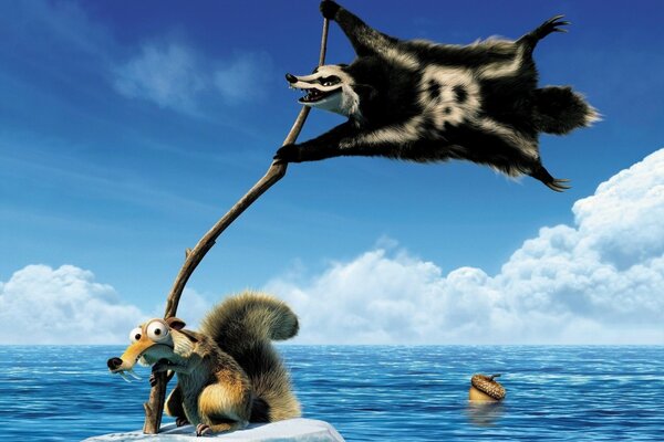 A squirrel from the ice Age on an ice floe