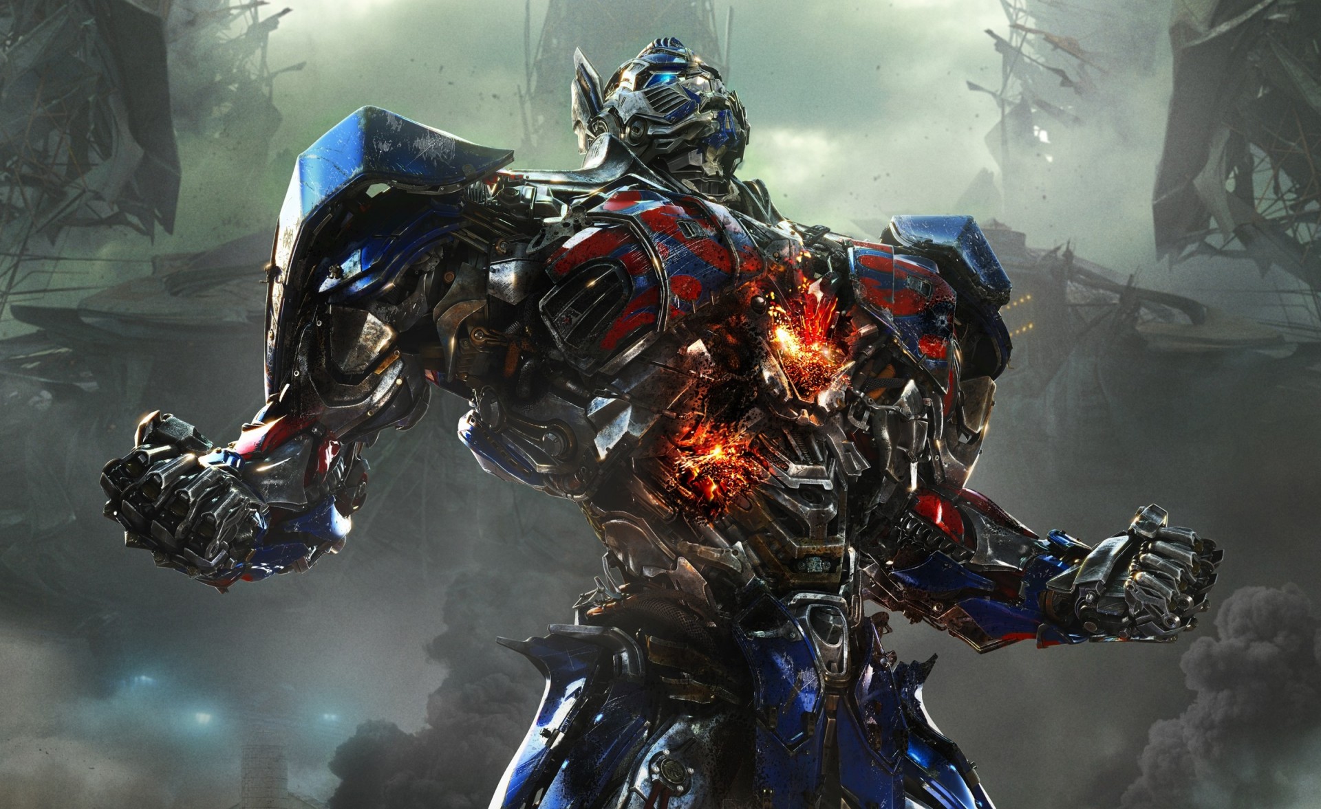 transformateurs: age of extinction autobot optimus prime michael bay fer métal trous nuages rage étincelles