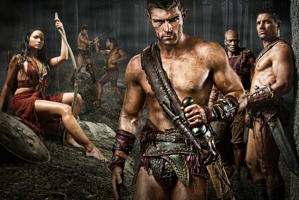 Gladiadores hombres guapos con chica