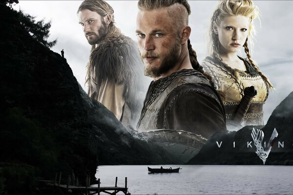 Tres vikingos de la serie contra el cielo
