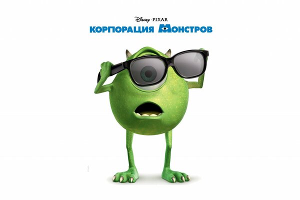 Disney monster green in black glasses