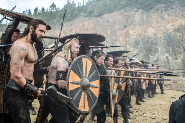 A frame from the movie. Vikings and Evil