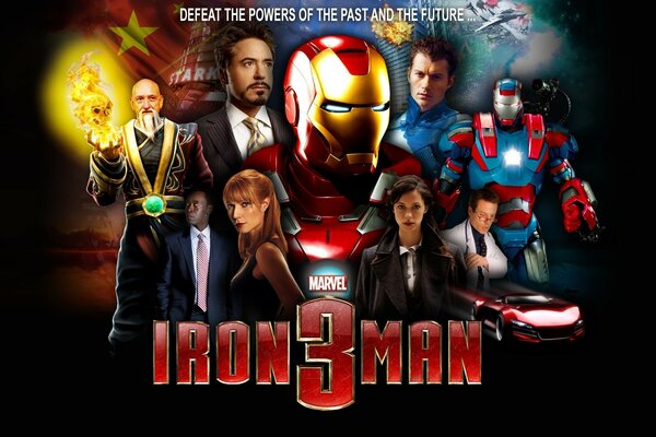 Les personnages principaux du film Iron Man sont représentés