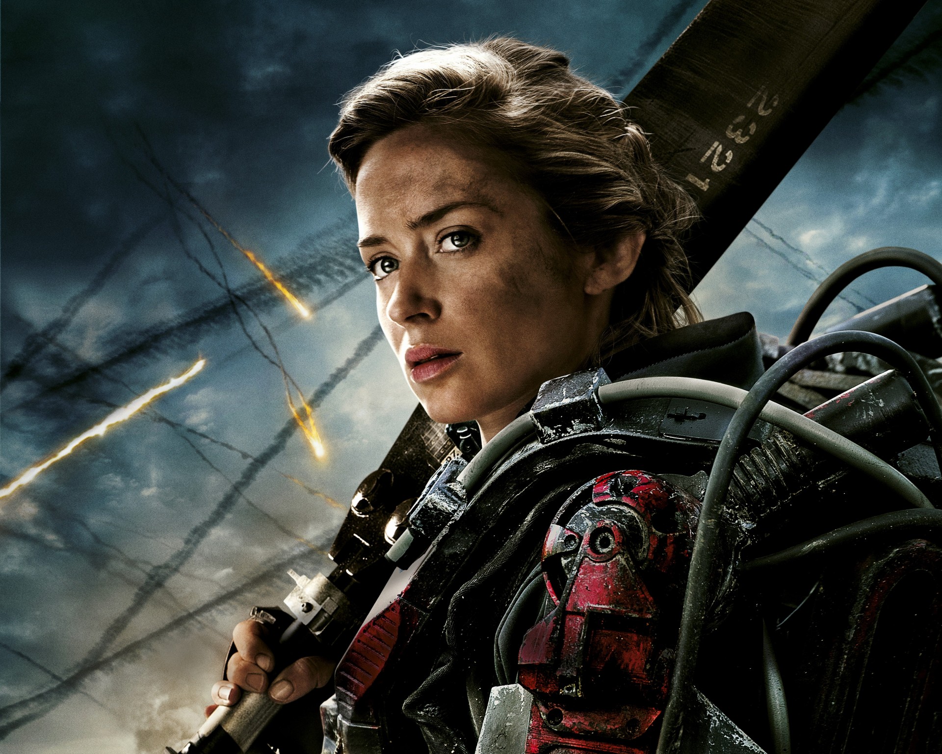 mujer cielo película aventura arma película espada oscuridad acción armadura nube warner bros. eot village roadshow pictures bombardeo 2014 fantasía chica emily blunt cara