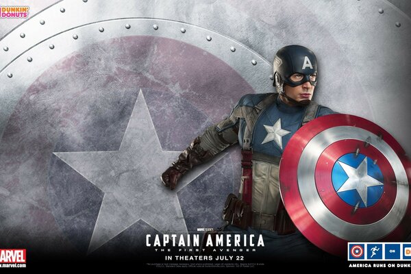 Super hero Captain America with a shield