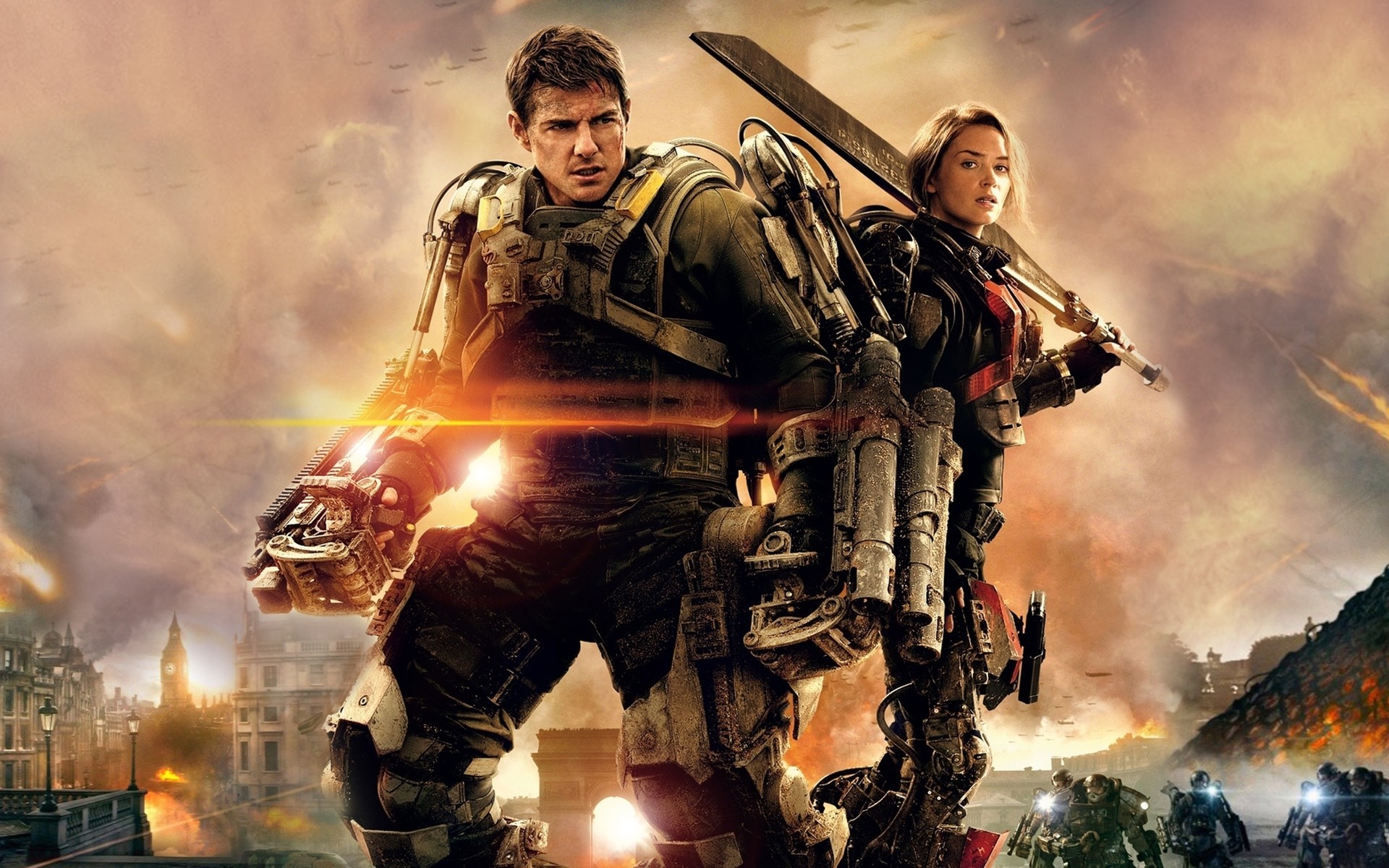 waffe kampf action ansicht stadt emily blunt zukunftsfläche fantasie technik tom cruise