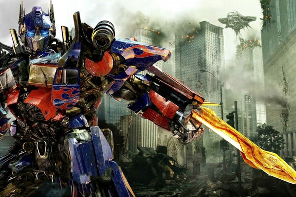 A screensaver from the game with the character Optimus Prime. Transformers