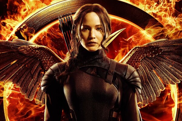 The heroine Jennifer Lawrence with wings from fiction