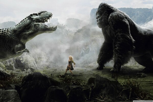 A shot from the movie King Kong vs Godzilla