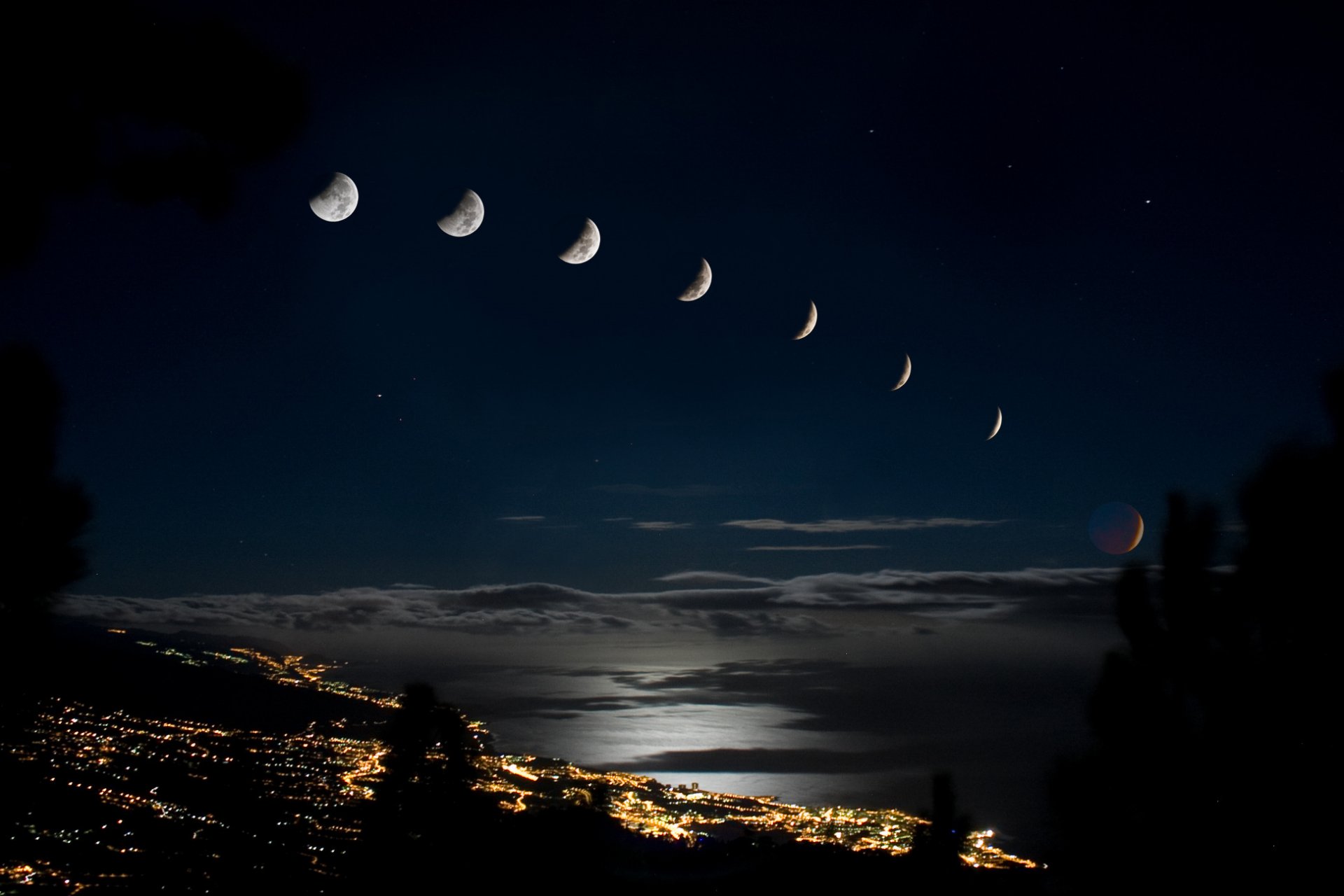 mond sonnenfinsternis stadt lichter