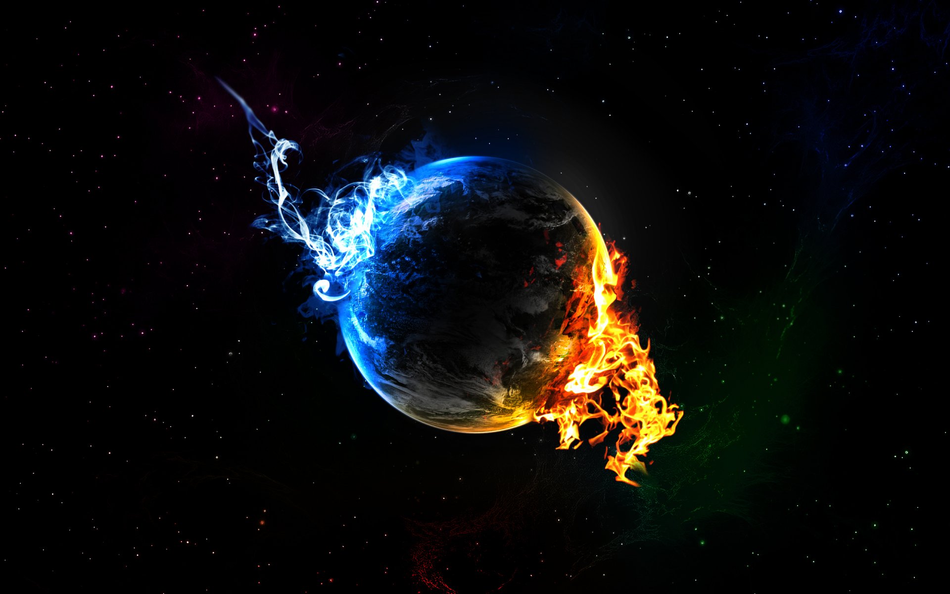 planet sterne flamme blau feuer