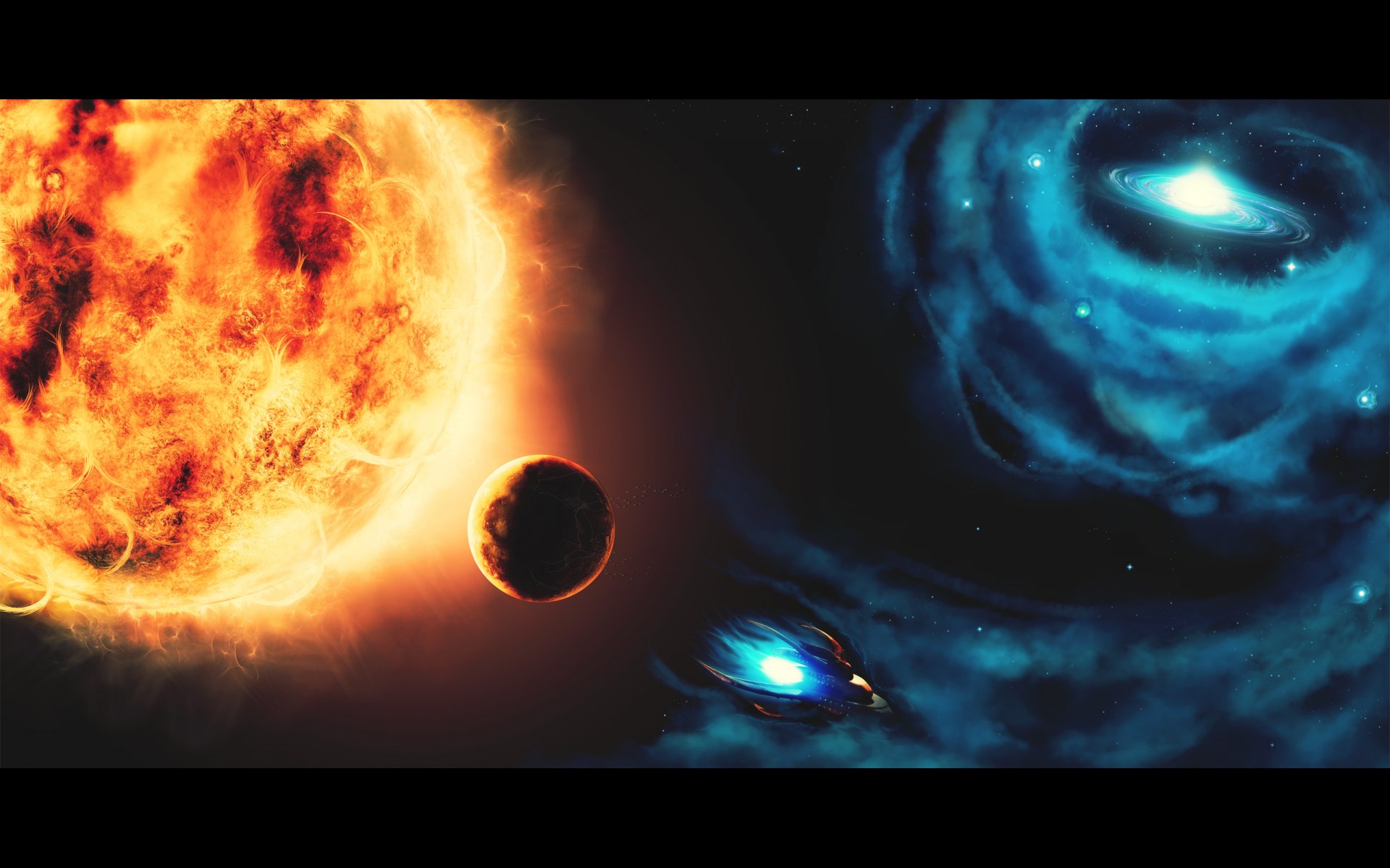 zeichnung photoshop raum sonne planet raumschiff