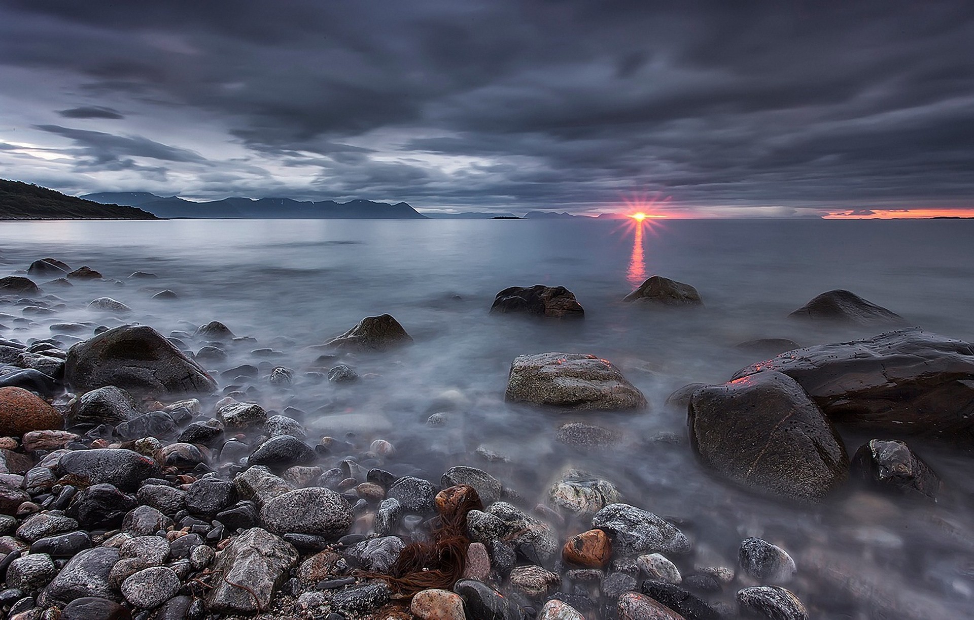 steine landschaft sonnenuntergang norwegen norwegisches meer meer lofoten-inseln