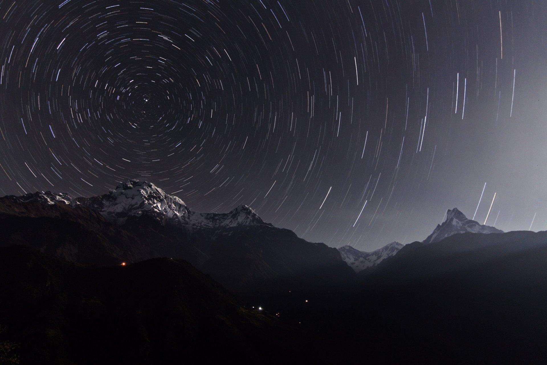 estrellas exposición noche annapurna himalaya nepal