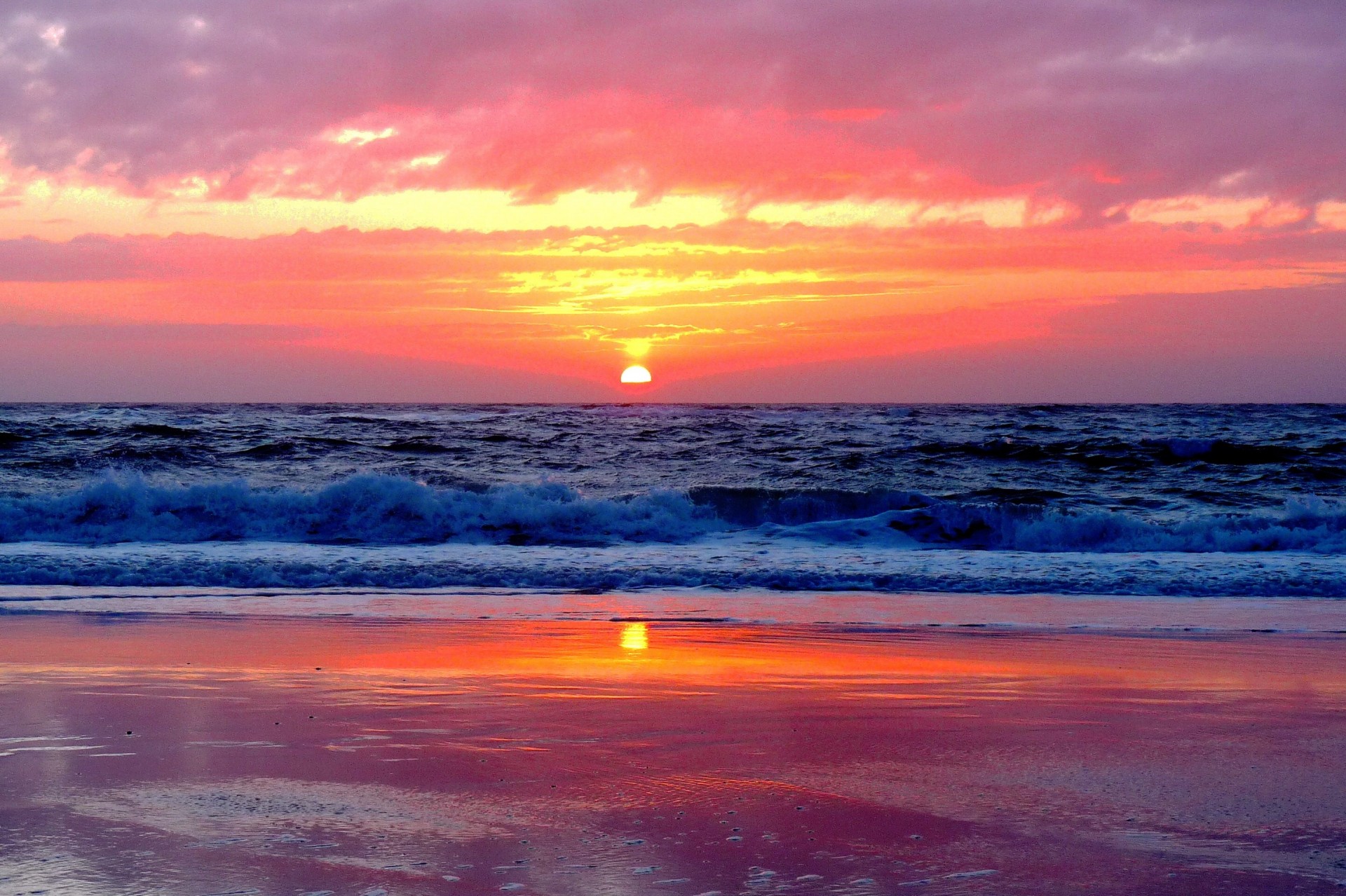 paysage coucher de soleil vague côte mer du nord allemagne