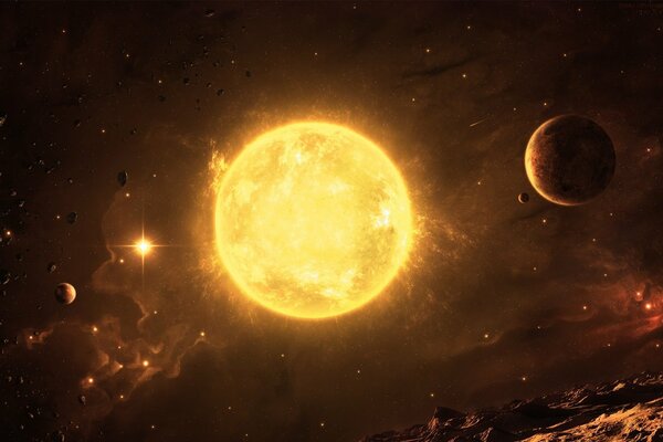 Cooles Foto aus dem Weltraum des Planeten und der Sterne