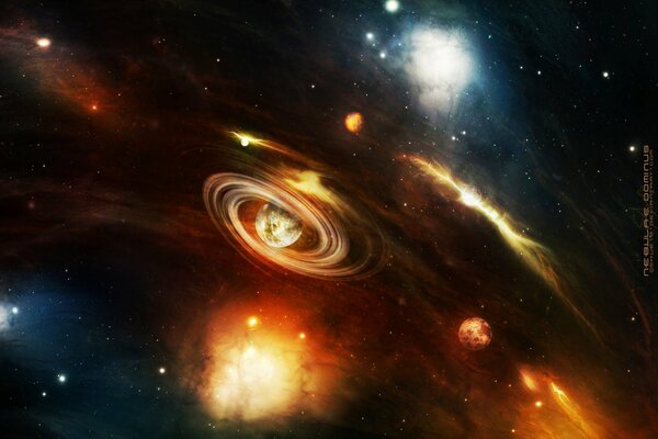 Luminous spirals around the planets of space