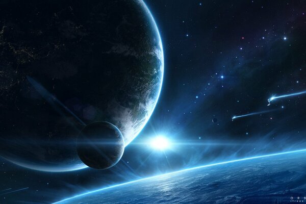 Niebieska powierzchnia planety meteoryty