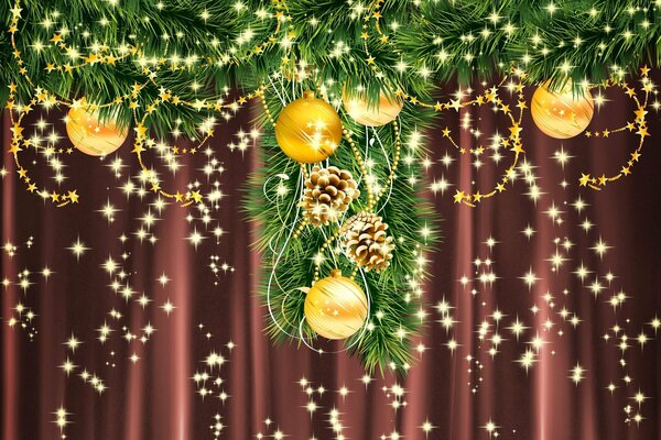 Bolas de Navidad en las ramas del árbol de Navidad