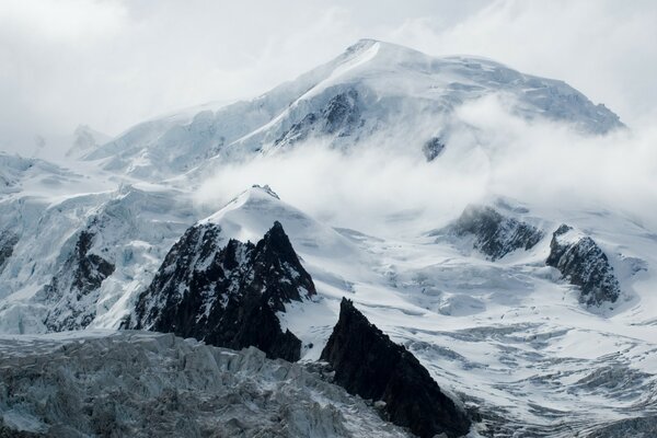 Snow-capped mountains in the Alps