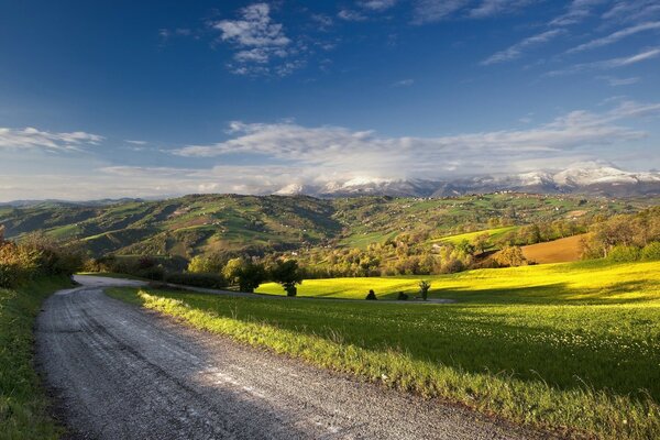 Sommerlandschaft der Berg- und Feldstraße