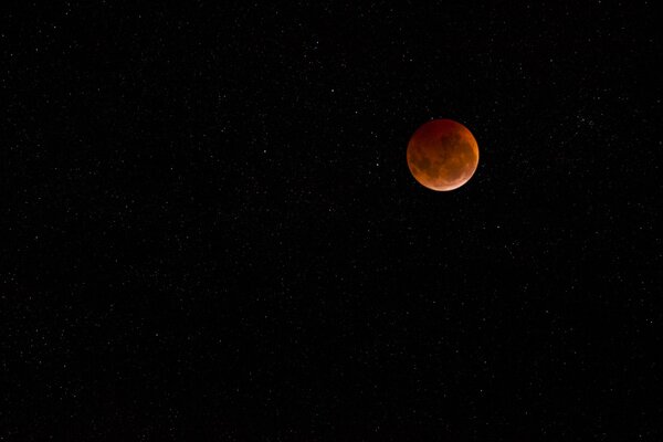 Lunar eclipse landscape in the starry sky