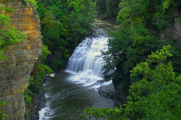 Waterfall in the rocks, nature