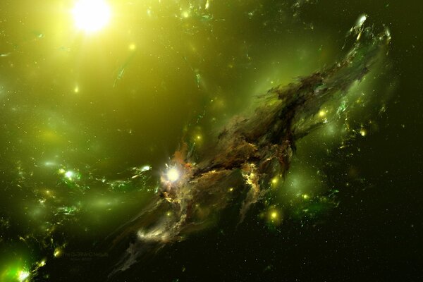 A giant nebula in the green light of the universe