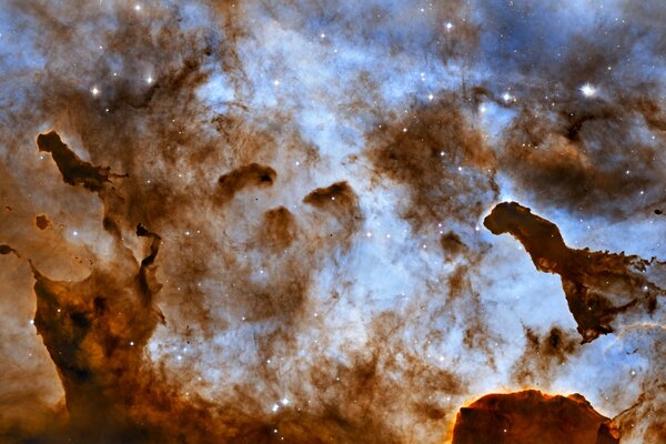 Emission nebulae in space. The stars are like the constellation Keel